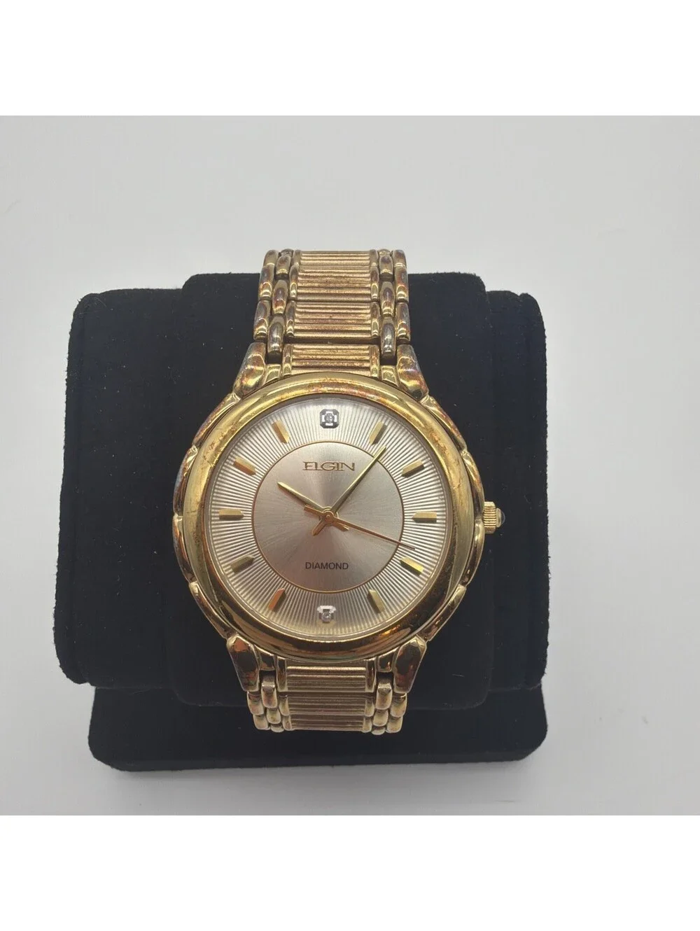 ELGIN MEN'S GOLD-PLATED QUARTZ WATCH-MODEL FG159N-JAPAN MOV'T-NEEDS BATTERY